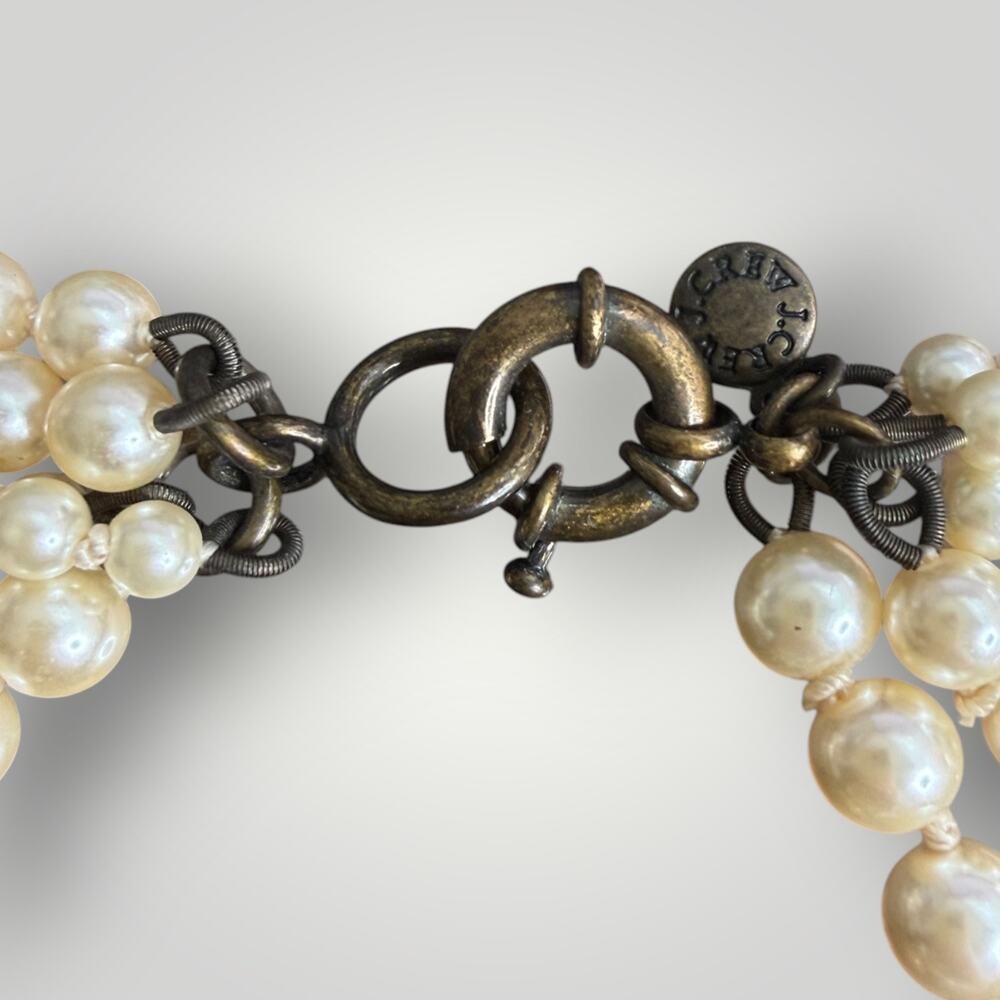 J.Crew Faux Pearl Multi Strand Statement Necklace 21”&Rhinestone Bracelet7,5-8,5 - Picture 6 of 7